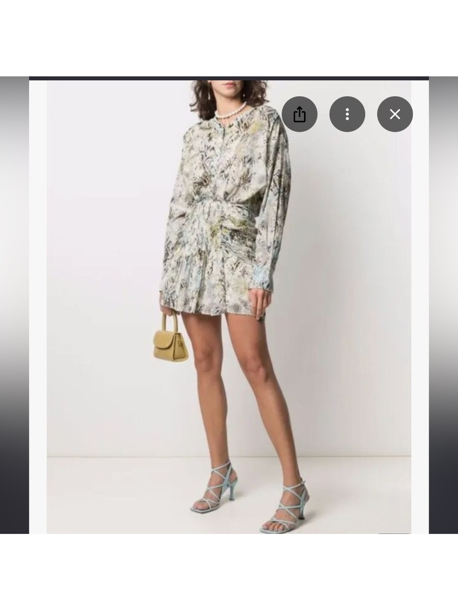 Iro Deniz Printed Long Sleeve Shirt Dress Green Mini Nwt Size 4